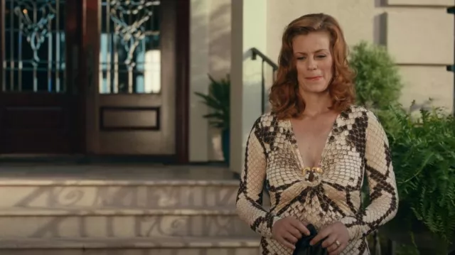 Roberto Cavalli Earthtone Snake Print Jersey Long Sleeve Dress worn by Amber Gemstone (Cassidy Freeman) as seen in The Righteous Gemstones (S03E08)