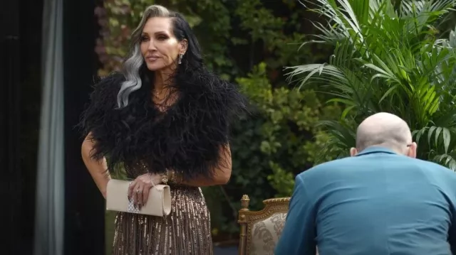 Mac duggal Bead­ed Cap Sleeve Tulle A-Line Gown worn by Dr. Aetos (Dina Drew) as seen in Survival of the Thickest (S01E04)