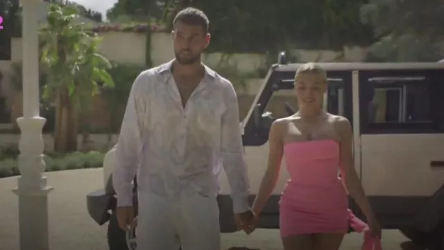 Alex Perry Turner Strapless Draped Crepe Mini Dress In Pink worn by Molly Marsh as seen in Love Island (S10E53)