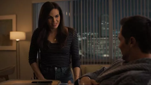 Vince Women's Striped Rib 3/4 SLV Scoop worn by Lisa Trammell (Lana Parrilla) as seen in The Lincoln Lawyer (S02E06)