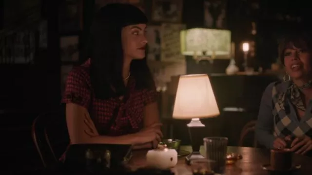 Vintage 50s Cay Artley Gingham Checkered Apron Collared 1950s Day Dress worn by Veronica Lodge (Camila Mendes) as seen in Riverdale (S07E17)