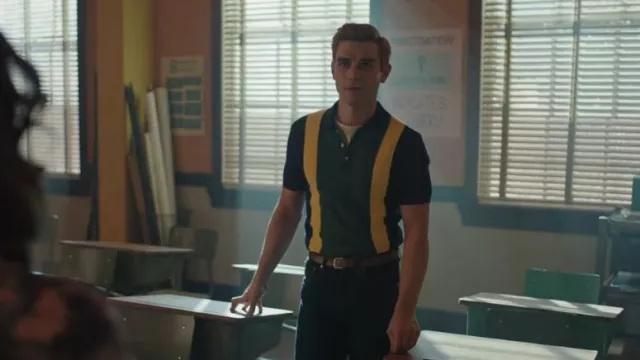 Beam Plus Cotto Knit Striped Polo worn by Archie Andrews (KJ Apa) as seen in Riverdale (S07E17)