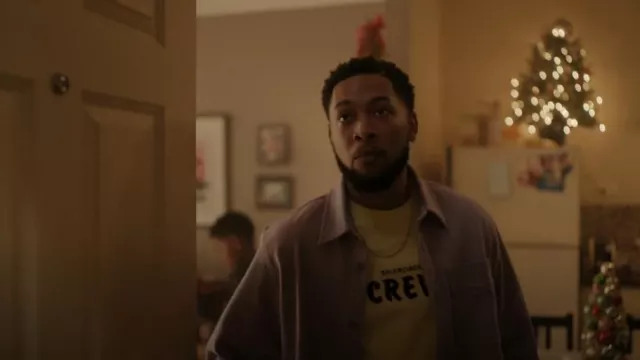 Balenciaga Oversize Crew Print Coton T-shirt worn by Emmett Washington (Jacob Latimore) as seen in The Chi (S05E03)