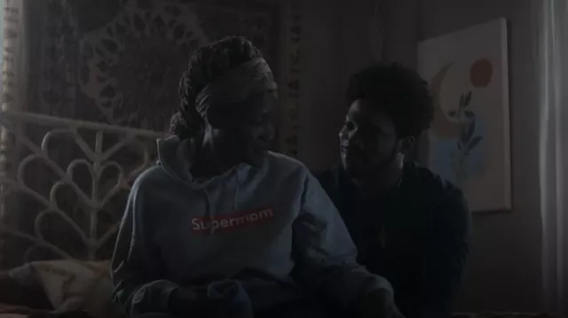 Supermom Couture Supermom Hoodie in Gray worn by Jada Washington (Yolonda Ross) as seen in The Chi (S04E05)