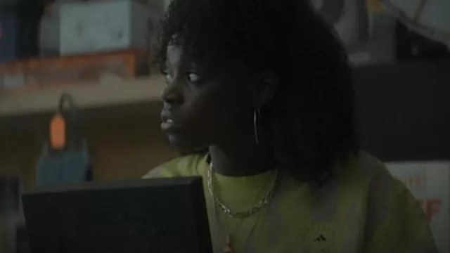 Adidas Stella McCartney Sweatshirt in Acid Yellow worn by Kiesha Williams (Birgundi Baker) as seen in The Chi (S04E06)