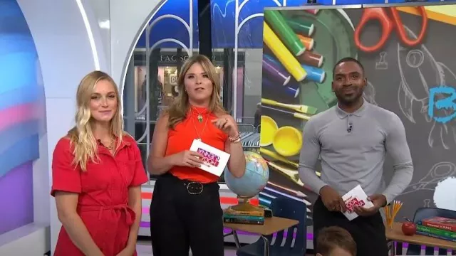Veronica Beard Rimini Belted Wide Leg Linen Blend Trousers worn by Jenna Bush Hager as seen in Today with Hoda & Jenna on August 7, 2023