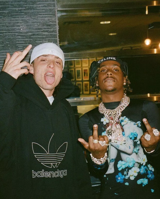 Celine Black Studded Ski Goggles worn by Rich the Kid on his Instagram account @richthekid