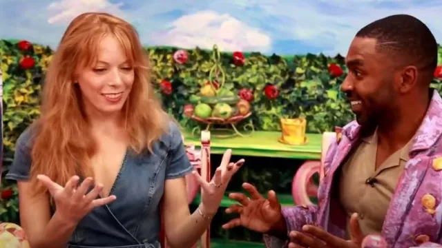 Guess Leslie Short-Sleeve Tie-Waist Jumpsuit worn by Alexa Meade as seen in Today with Hoda & Jenna on August 9, 2023