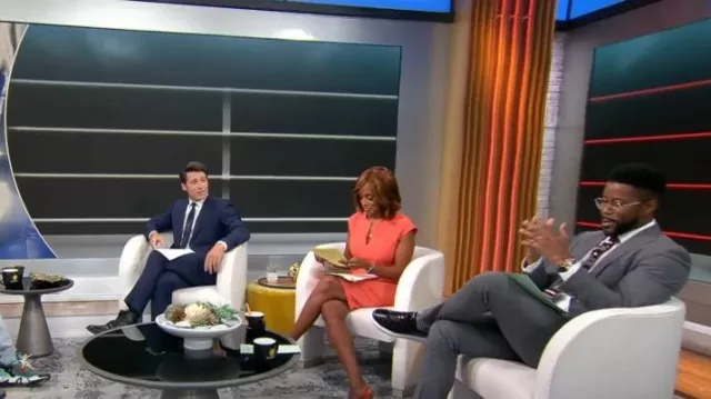 Nora Gardner Shira Dress in Coral worn by Gayle King as seen in CBS Mornings on August 9, 2023