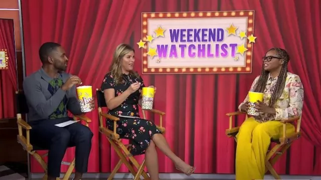 Lela Rose Floral Print Crepe Midi Sheath Dress worn by Jenna Bush Hager as seen in Today with Hoda & Jenna on August 10, 2023