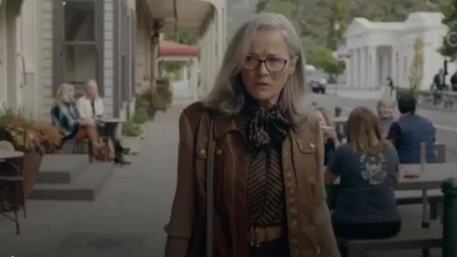 Basler Leather and Wool Sleeve Jacket worn by Marissa (Sarah Peirse) as seen in Under the Vines (S02E01)
