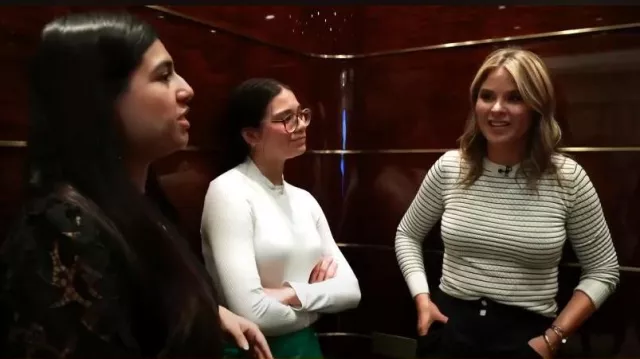 Vince Striped Long Sleeve Pullover worn by Jenna Bush Hager as seen in Today on August 15, 2023