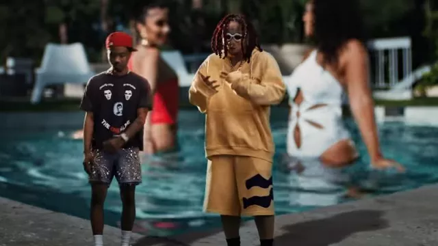 Marni x No Vacancy Inn Light Yellow Hoodie worn by Trippie Redd in Closed Doors (Music Video) with Roddy Ricch