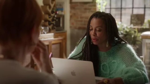 Loewe Anagram Oversized Open-knit Mohair-blend Sweater worn by Dr. Nya Wallace (Karen Pittman) as seen in And Just Like That… (S02E10)