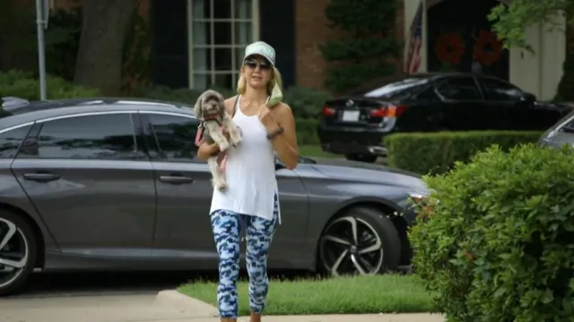 The Upside Camo Mi­di Pant worn by Stephanie Hollman as seen in The Real Housewives of Dallas (S05E01)