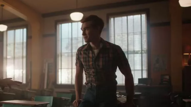 Ben Sherman Lin­ear Check Short Sleeve Shirt worn by Archie Andrews (KJ Apa) as seen in Riverdale (S07E19)