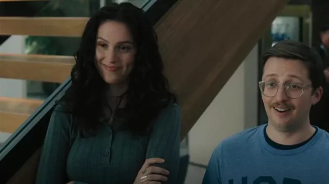 Iris & Ink Sadie Ribbed Meri­no Wool Po­lo Sweater worn by Rian (Eva Victor) as seen in Billions (S07E02)
