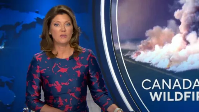 Jason Wu 3/4-Sleeve Floral-Jacquard Mini Cocktail Dress worn by Norah O'Donnell as seen in CBS Evening News on August 18, 2023
