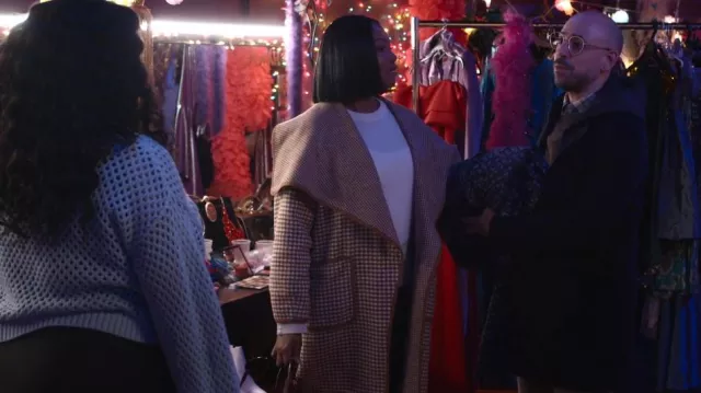 Joie Brown Sugar Porcelain Tan Chantal Coat worn by Natasha (Garcelle Beauvais) as seen in Survival of the Thickest (S01E08)