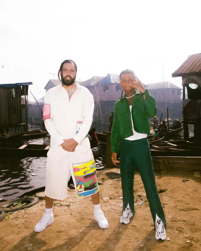 The Elder Statesman Off White Car­toon Patch Shirt worn by French Montana on his Instagram account @frenchmontana