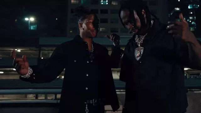 Chrome Hearts Black Work­dog Over­shirt worn by Lil Baby in I THINK (Official Music Video) with EST Gee