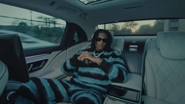Marni Black & Turquoise Striped Mohair Pants worn by Digga D in Kindness For Weakness (Official Music Video)