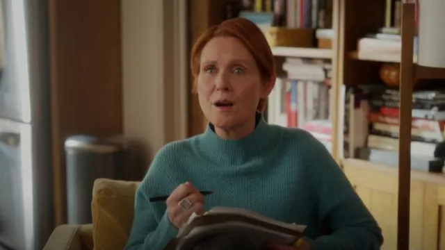 Private Label Cashmere Mockneck Pullover Sweater worn by Miranda Hobbes (Cynthia Nixon) as seen in And Just Like That… (S02E11)