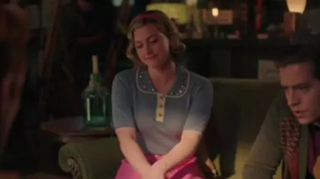 Shein Simple Retro Contrast Trim Polo Neck Top worn by Betty Cooper (Lili Reinhart) as seen in Riverdale (S07E20)
