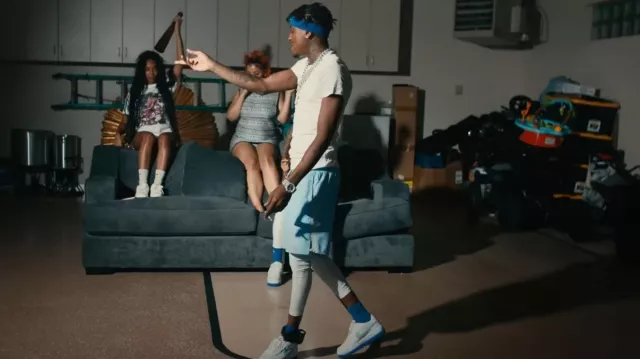 Nike Air Force 1 Low Shadow Light Blue Chenille worn by NBA YoungBoy in Crazy Girl (Official Video)