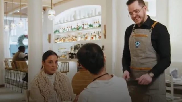 Cult Gaia Fauna Fringed Ribbed-Knit Cardigan worn by Jessel Taank as seen in The Real Housewives of New York City (S14E07)