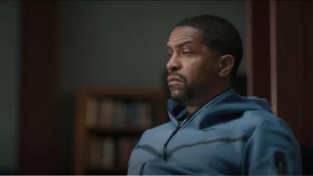 Nike Sportswear Tech Fleece Full Zip Hoodie in Diffused Blue worn by Darnell (Rolando Boyce) as seen in The Chi (S06E04)
