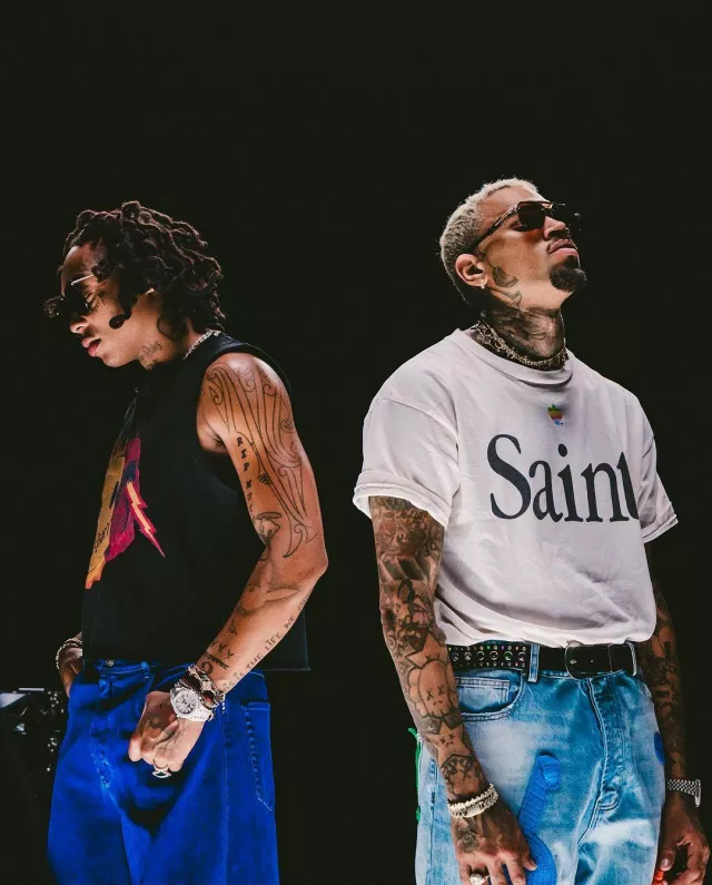 Saint Michael White Saint T-Shirt worn by Chris Brown on the Instagram account of @chrisbrownofficial