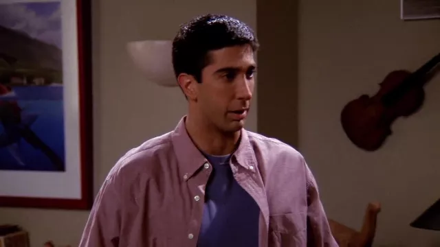 Brooks Brothers Non Iron Button Up Shirt worn by Dr. Ross Geller (David Schwimmer) in Friends TV show (S01E05)