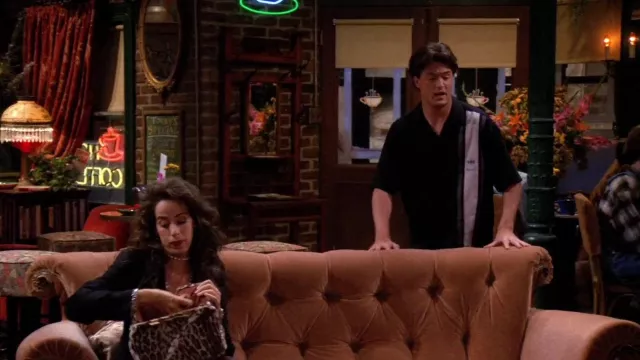 Marmalade Leopard Faux Fur Hand Bag used by Janice (Maggie Wheeler) in Friends TV show (S01E05)