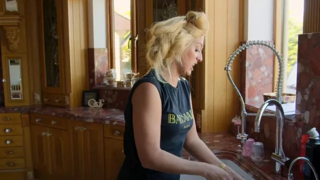 Balmain Lo­go Tank Top worn by Paris Fury  as seen in At Home with the Furys (S01E04)