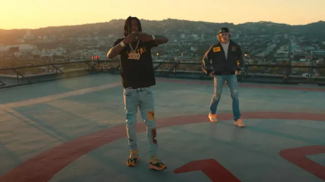 Yeezy Boost 700 Sun sneakers worn by Polo G in Not Sober by The Kid LAROI Official Video Without Stunna Gambino