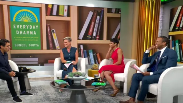 Ted Baker London Mikella Vestido usado por Jericka Duncan visto en CBS Mornings el 4 de septiembre de 2023