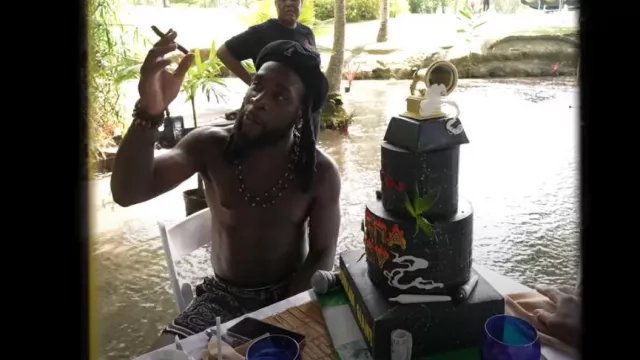 Amiri Black Bandana Crocheted Shorts worn by Burna Boy in Cheat On Me feat. Dave music video