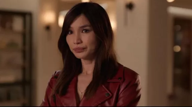 French Connection Quilted Faux Leather Moto Jacket worn by Zoe (Zoë Chao) as seen in The Afterparty (S02E10)