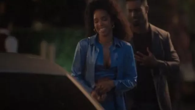 Sally LaPointe Satin-Finish Twisted Top worn by Edie (Kelly Rowland) as seen in grown-ish (S06E09)