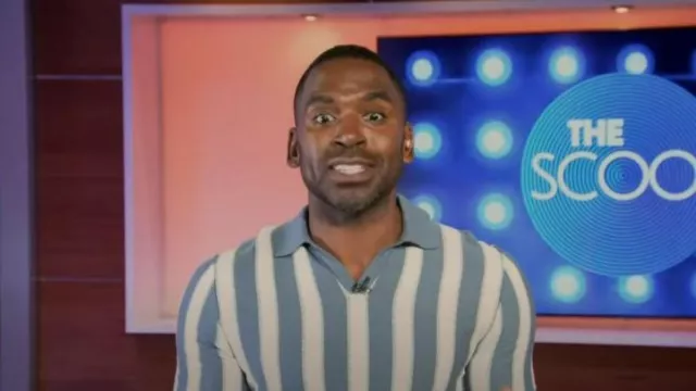 Reiss Morocco Striped Open Collar Polo worn by Justin Sylvester as seen in Today on  September 6, 2023