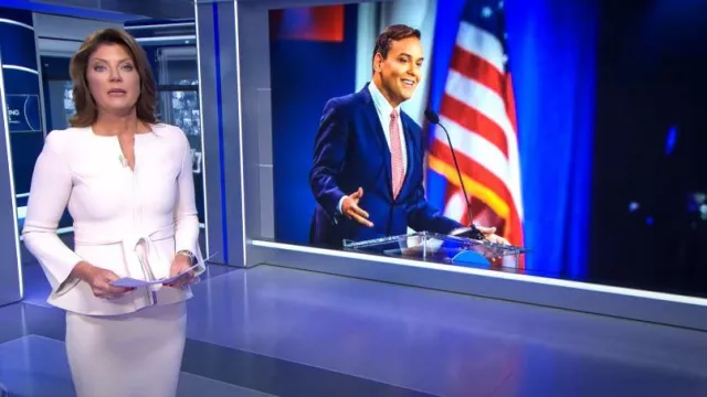 Scanlan Theodore Knit Crepe Pencil Skirt worn by Norah O'Donnell as seen in CBS Evening News on September 7, 2023