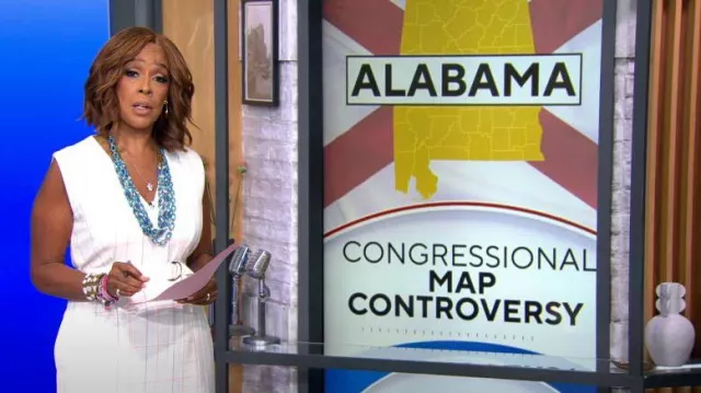 Robe Boss Dalyris portée par Gayle King vue dans CBS Mornings le 6 septembre 2023