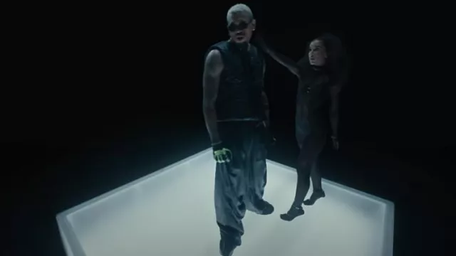 Jean Paul Gaultier Matte Black Round Sunglasses worn by Chris Brown in City Of Dreams by Tyla Yaweh (Official Music Video)