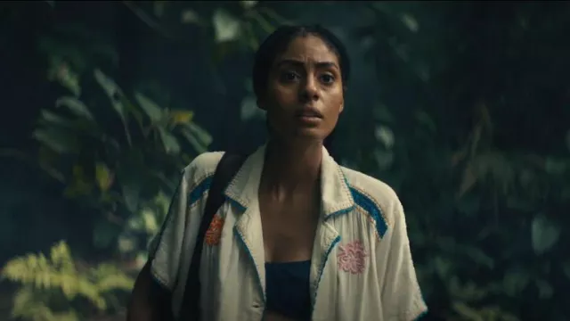 UO Rowan Embroidered Souvenir Button-Down Top worn by Emmy (Clark Backo) as seen in The Changeling (S01E01)