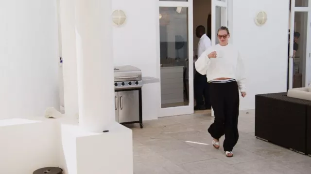 Birkenstock Madrid Birko-Flor Patent White Sandals worn by Jenna Lyons as seen in The Real Housewives of New York City (S14E09)
