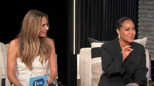 Simkhai Elettra Twill Belted Utility Bustier worn by Keltie Knight as seen in E! News on September 7, 2023