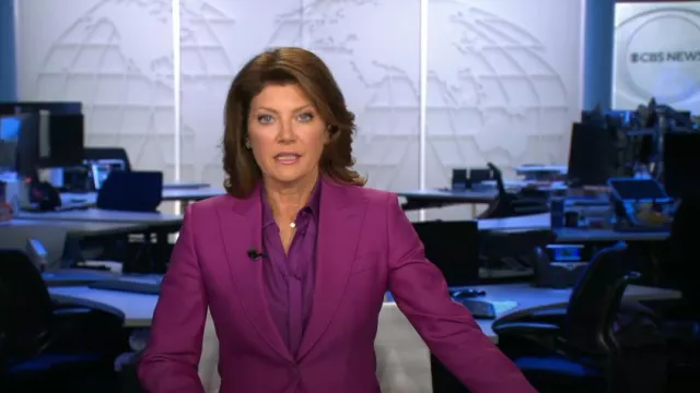 Max Mara Toano Tie-Neck Silk Twill Shirt worn by Norah O'Donnell as ...