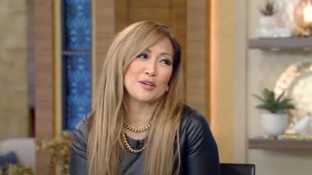 Commando Faux Leather Tee Bodysuit worn by Carrie Ann Inaba as seen in LIVE with Kelly and Mark on September 13, 2023