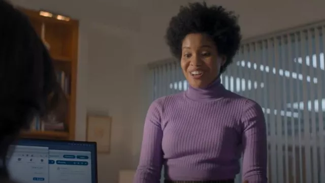Zara Ribbed Knit Sweater Purple worn by Nella Rogers (Sinclair Daniel) as  seen in The Other Black Girl (S01E02)
